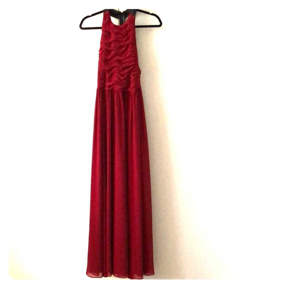 Alice & Olivia Long Burgundy Silk Dress